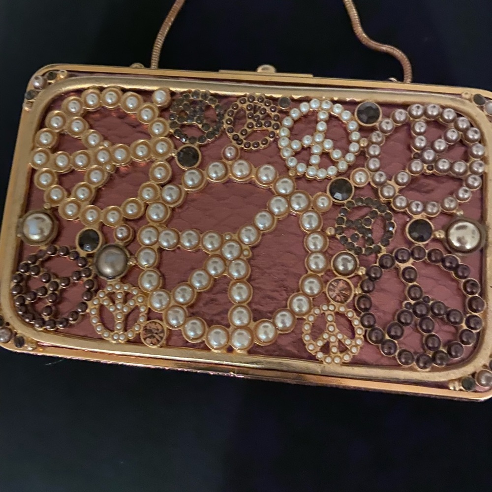 Moo Roo Elton John bag.  Perfect condition.  Copper snakeskin with jewels